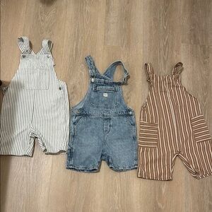 5-6 Zara Striped and Denim Kids Overalls Set